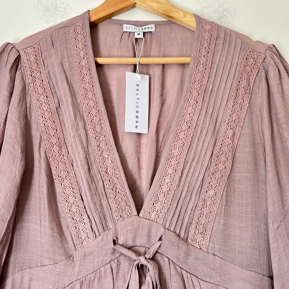 Baltic Born Amelia Boho Mini Dress Dusty Lavendar Gauzy Spring Romantic Chic - Picture 3 of 13